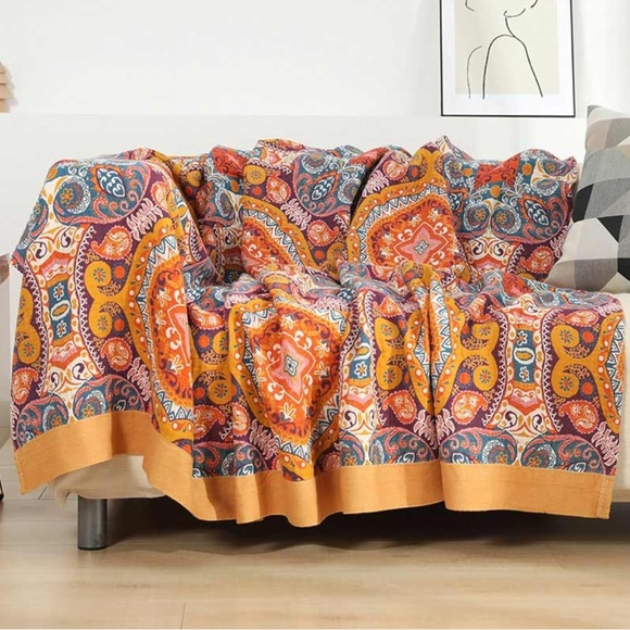 High Quality 100% Organic Cotton Bohemian Throw Blanket Comforter for Couch Bed